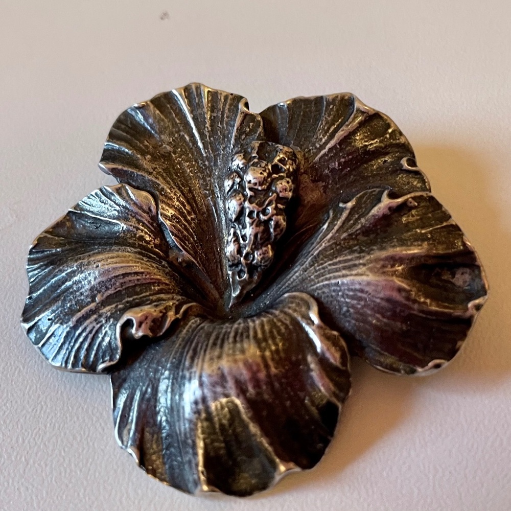 G. Cini for Gump's Sterling Silver 925 Hibiscus Flower Pin